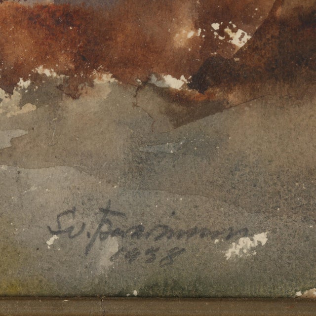 Expressionism Sveinn Thorarinsson (Icelandic, 1899-1977), Watercolor on Paper, "View of Sellandafjall" For Sale - Image 3 of 5