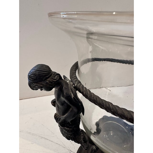 1990s Cherub Centerpiece Vase on Bronze Base For Sale - Image 5 of 10