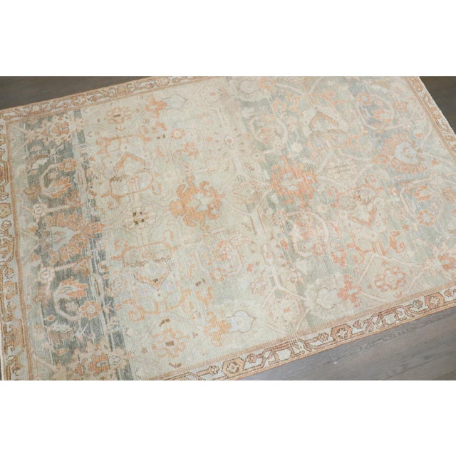 Abrashed Soft Peach Green Malayer Rug For Sale In New York - Image 6 of 9