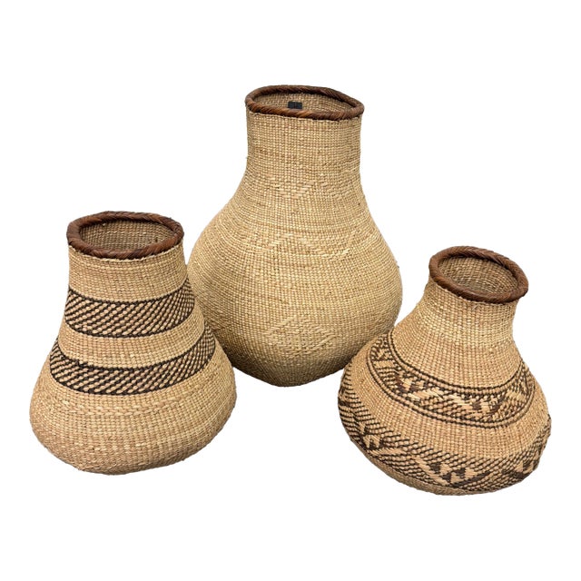 Singita Binga Nongo Natural Woven Gourd Baskets, Set of Three For Sale