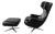 Cantoni Leather Recliner Lounge Chair and Ottoman Set in Genuine Top-Grain Leather With Stainless Steel Swivel Base For Sale