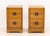 Pair of James Mont Style Mahogany Nightstands, each having three drawers with four chrome-plated geometric handles. 26.25"...