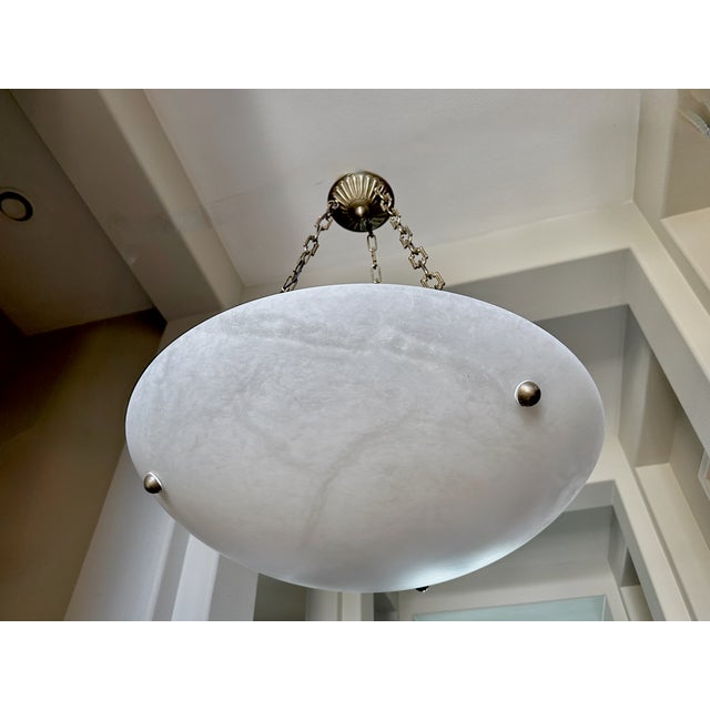Large French Directoire Style Alabaster Chandelier Pendant Light For Sale - Image 9 of 16