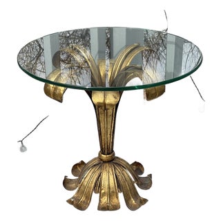 S. Salvadori Firenze Mid-Century Modern Gilt Regency Metal Italy Table Glass Top For Sale
