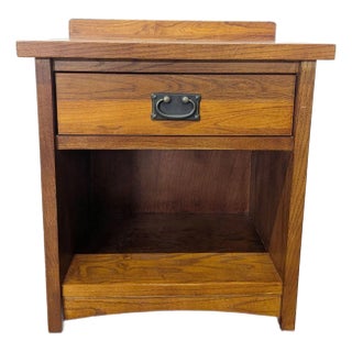 Craftsman Style One Drawer Wood Nightstand With Open Shelf For Sale