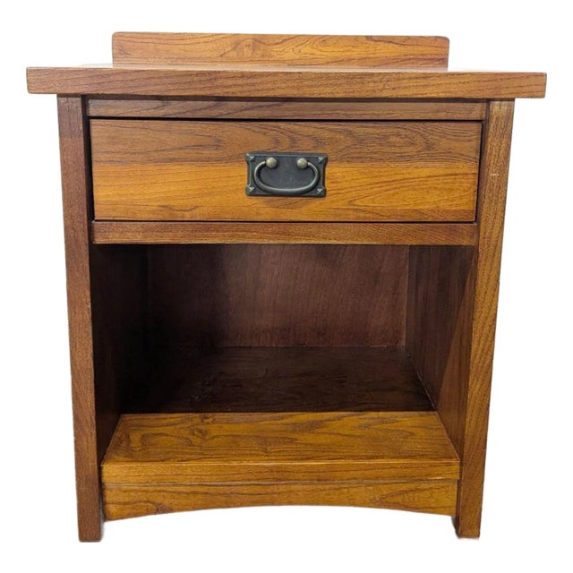Craftsman Style One Drawer Wood Nightstand With Open Shelf For Sale