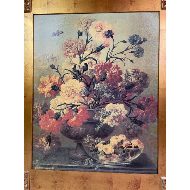 Wood Victorian Baroque Floral Gold Framed Painting For Sale - Image 7 of 13