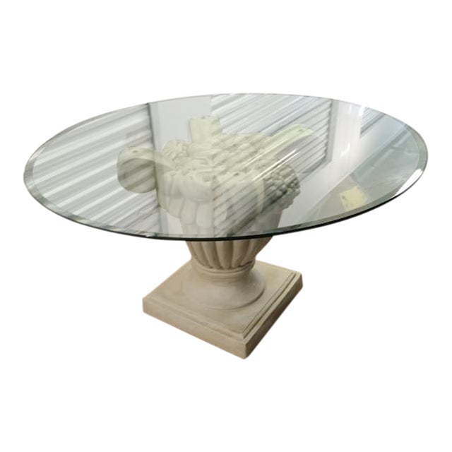 Vintage Fruit Basket Pedestal Table With Glass Top For Sale