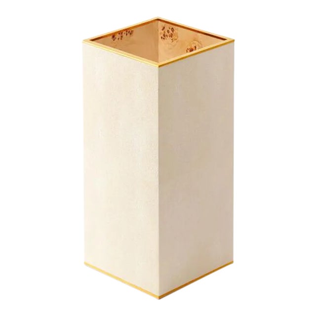 AERIN Classic Faux Shagreen Umbrella Stand, Cream For Sale
