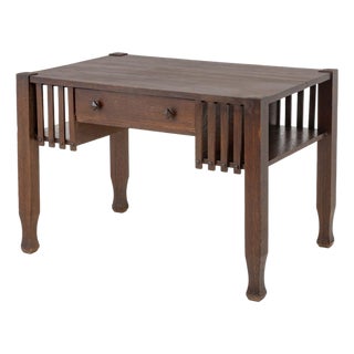 j.m. Young and Sons Arts and Crafts Oak Desk For Sale