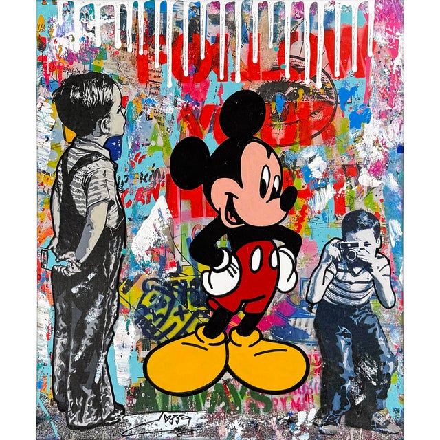 Unique, one of a kind mixed media embellishments on silkscreened canvas with custom artist painted frame. Hand signed on...
