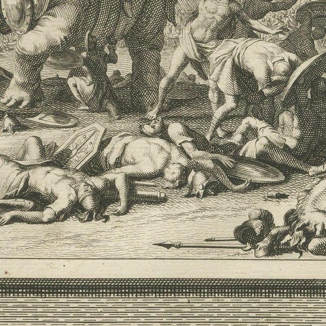 Pieter Mortier, Death of Antiochus and Eleazar Slays the War Elephant, 1700, Engraving For Sale - Image 4 of 12