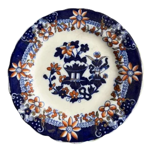 Antique Chinoiserie Style Flow-Blue Plate