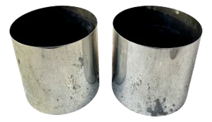 Pair of Vintage Paul Mayen for Habitat Polished Aluminum Planters