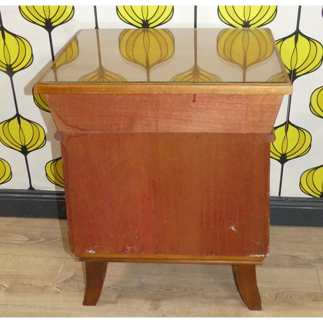 Wood Vintage Night Cabinets with Lacquer Drawer & Door Glass Plate Nostalgia, Set of 2 For Sale - Image 7 of 18