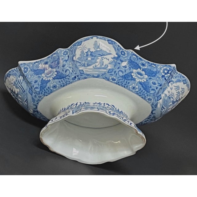 Early 19th Century English Blue & White Chinoiserie Transfer-Ware Compote For Sale - Image 9 of 9
