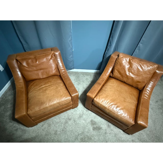 Brown leather Ralph Lauren chairs