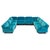 Large Modular Sofa in Light Blue Velvet by Vico Magistretti for Cassina, 1980s, Set of 8 For Sale