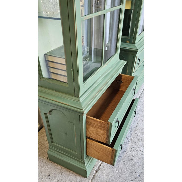 Green MCM Curio Cabinet, Display Cabinet Boho Style, 1950's #2 For Sale - Image 12 of 16