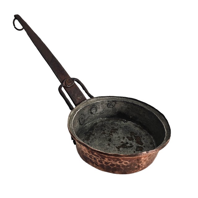 American Antique Hand-Forged Copper & Iron Tinned Hearth Ladle (Circa 1850–1900) For Sale - Image 3 of 12