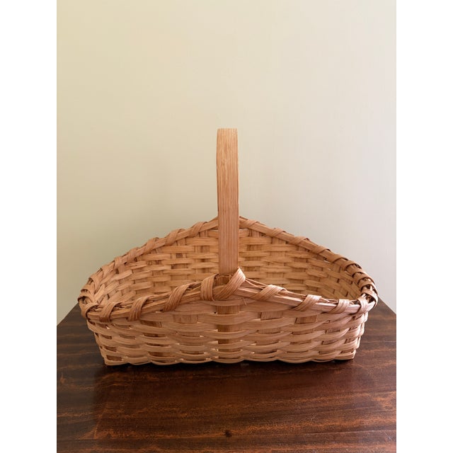 Wood Vintage Split Oak Gathering Basket With Warm Patina For Sale - Image 7 of 9