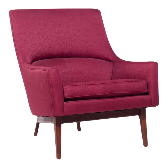 Jens Risom a-Chair Mid Century Walnut Lounge Chair For Sale