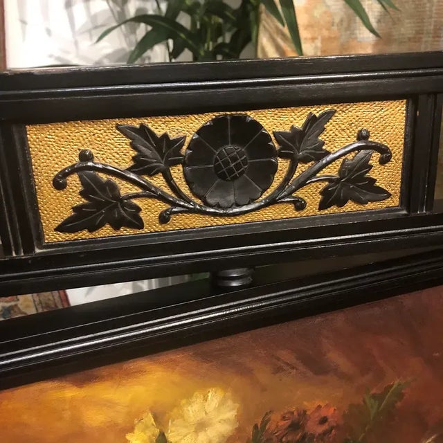 Ebony Vintage Victorian Fireplace Ebony Colored Screen For Sale - Image 8 of 11