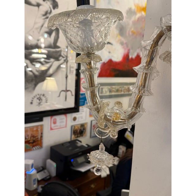 Mid 20th Century Murano Style Glass + Brass Sconce For Sale In San Francisco - Image 6 of 12