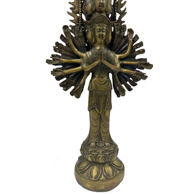 1960s Vintage Chinese Bronze Eleven-Headed Avalokiteshvara, Kwan-Yin Sculpture For Sale - Image 5 of 14
