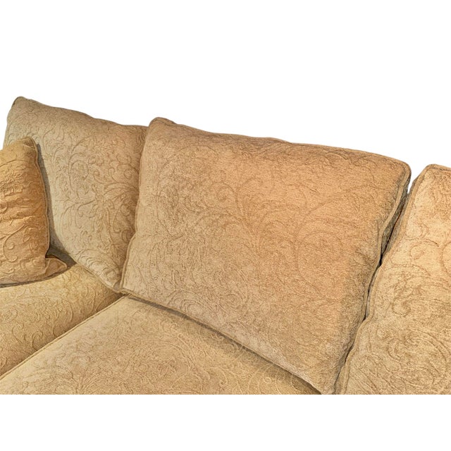Tan Stickley Three Cushion Sofa With Pillows; Exceptional Style and Form For Sale - Image 8 of 12