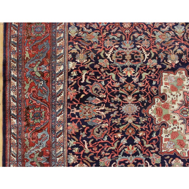 Blue Antique Persian Bidjar Oriental Rug, in Room Size, with Central Medallion For Sale - Image 8 of 12