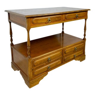 Spanish Sideboard with Shelves and Six Drawers, 1980s For Sale
