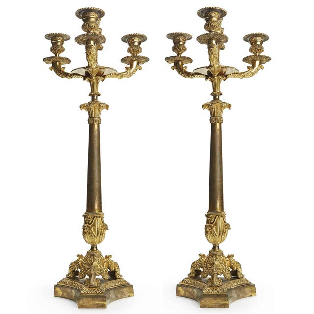 Empire Three-Layer Candelabra in Gilded Bronze, 1800s, Set of 2 For Sale - Image 6 of 6