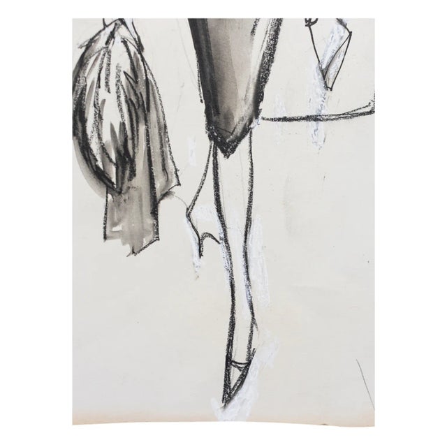 1960s 1960 Mid-Century Fashion Advertising Sketch — Original Graphite & Ink Illustration For Sale - Image 5 of 7