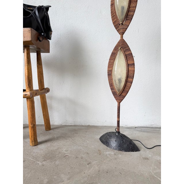 1970s Vintage Bronze and Rope Floor Lamp, 1970 For Sale - Image 5 of 18