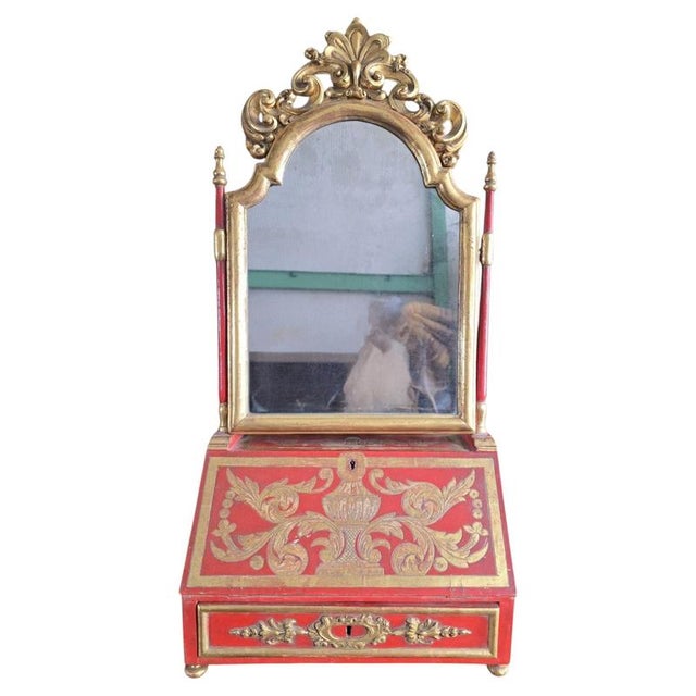 18th Century European Red Lacquer Dressing Table with Mirror, 1780 For Sale - Image 15 of 15