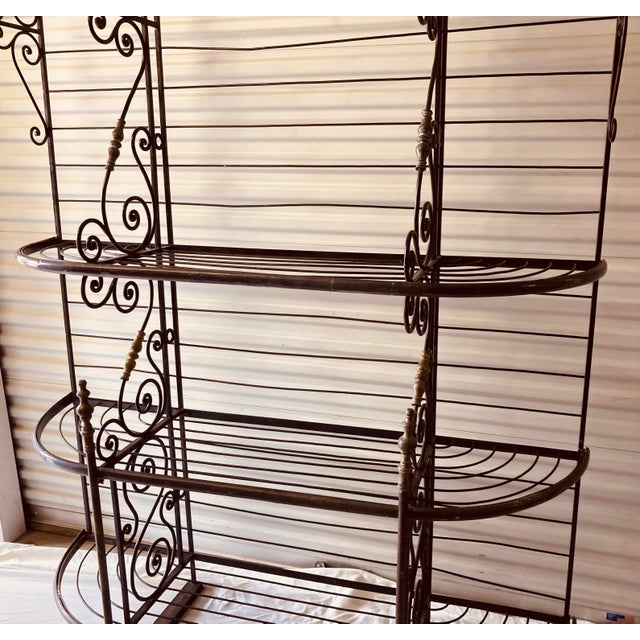French Antique French Bakers Rack Brass and Iron Multiple Shelves For Sale - Image 3 of 11