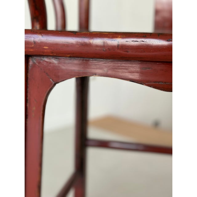 Chair in Ming Chinese style with High Backrest and Red Lacquer For Sale - Image 16 of 18
