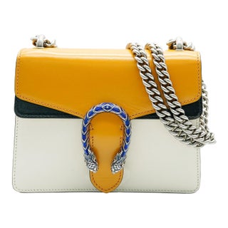 Yellow Beige Navy Tricolour Leather Mini Dionysus For Sale