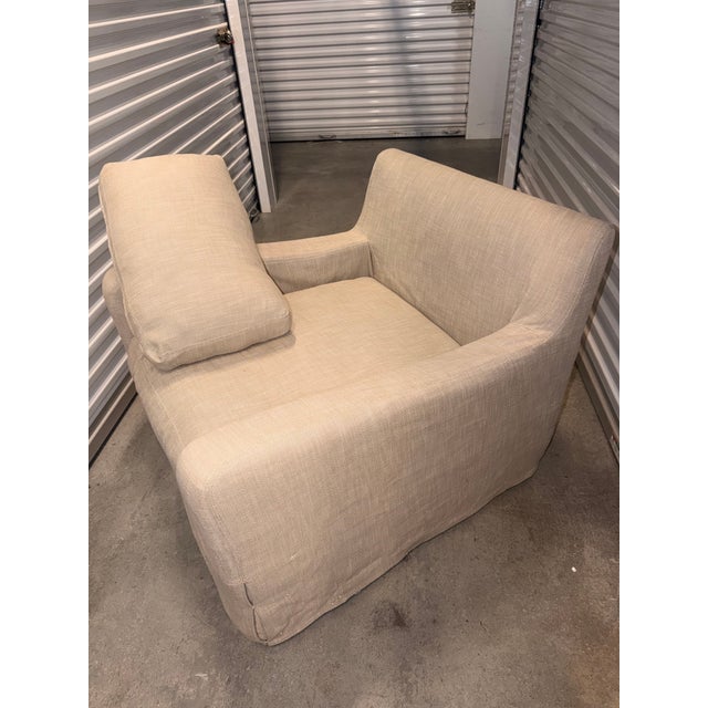 Traditional Restoration Hardware - Belgian Slipcovered Track Arm Chair For Sale - Image 3 of 8