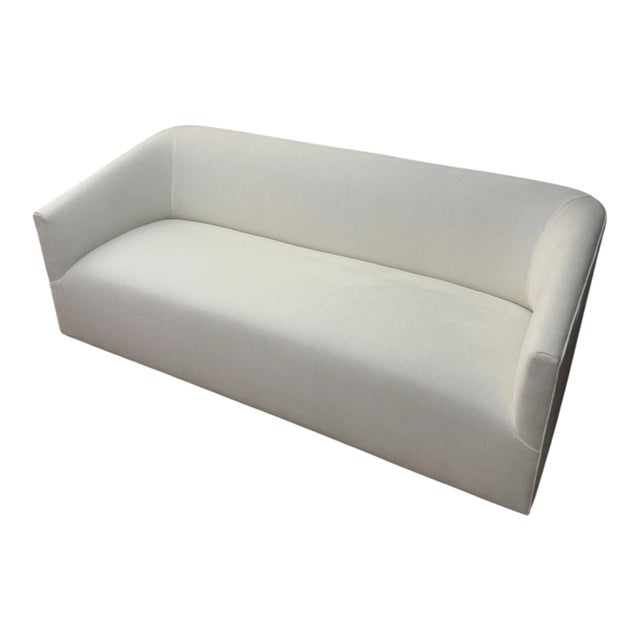 Italian Restoration Hardware 1950s Italian Shelter Arm Sofa – White Upholstery For Sale - Image 3 of 10
