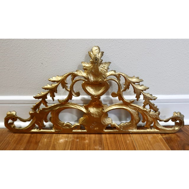 Vintage Italian Giltwood Wall Ornament, Architectural Pediment, Acanthus Scroll & Shell Motif For Sale - Image 9 of 11