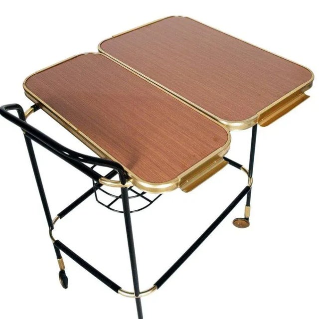 Black Mid-Century Italian Mahogany, Formica & Metal Bar Trolley, 1960s For Sale - Image 8 of 9