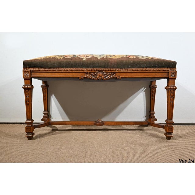 Long Rectangular Walnut Bench, 1910s For Sale - Image 15 of 18
