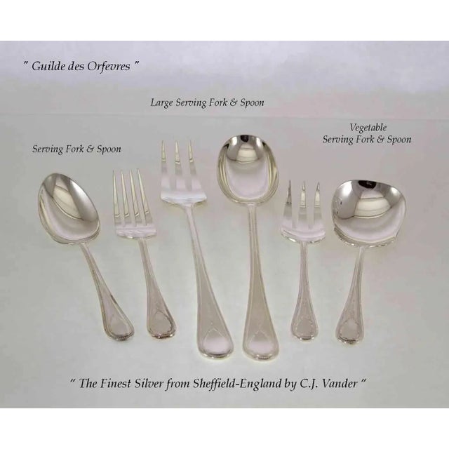 1990s New Sheffield Finest Hester Bateman Pattern Flatware Set for 12- 76 Pieces For Sale - Image 5 of 12