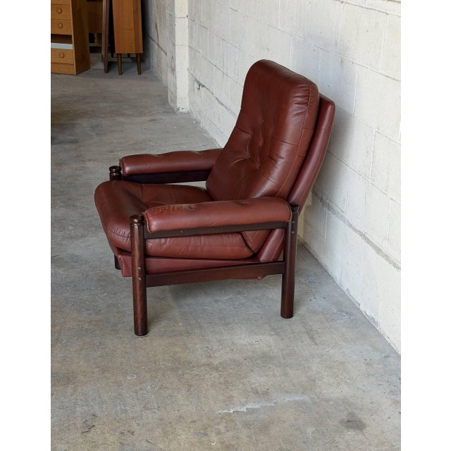 Vintage Danish Leather Lounge Chair Mid Century Modern Armchair For Sale - Image 10 of 10