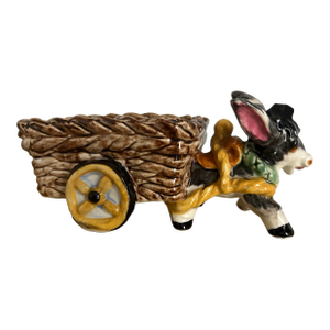 Vintage Small Donkey Pulling Cart Planter