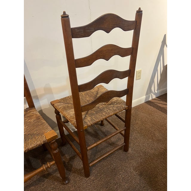 L. & J.G. Stickley, Inc. Stickley Ladder Back Rush Seat Chairs Set of 4 Early 20th Century For Sale - Image 4 of 12
