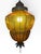 Mid-Century Modern Vintage Amber Textured Glass Swag Pendant Lamp With Decorative Metal Cage, Newly Rewired For Sale - Image 3 of 8