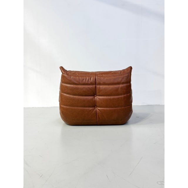 French Togo Lounge Chair in Dark Cognac Leather by Michel Ducaroy for Ligne Roset For Sale - Image 11 of 13